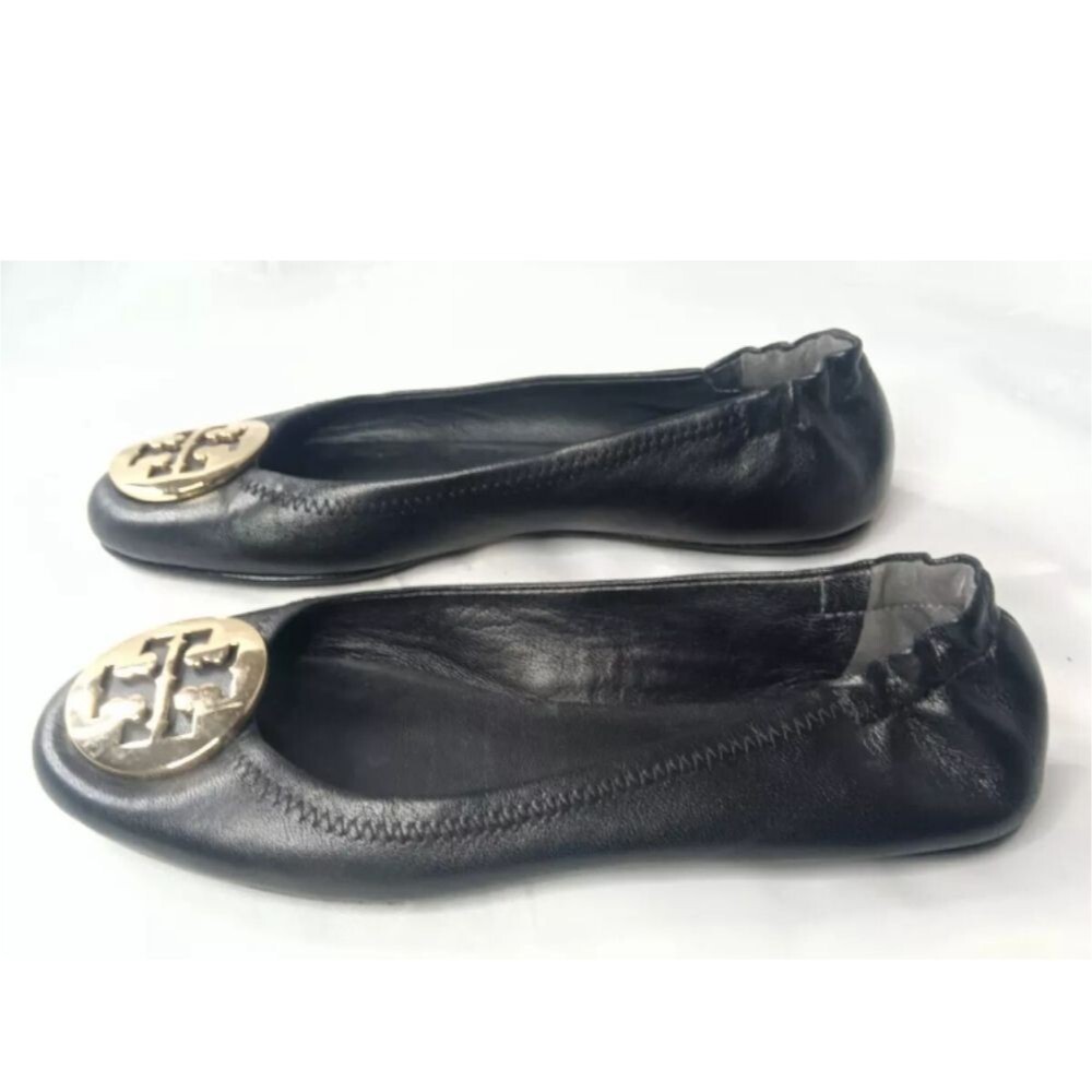 Tory Burch Minnie Travel Ballet Shoes Women's Size 6~Black/Gold - Picture 4 of 10